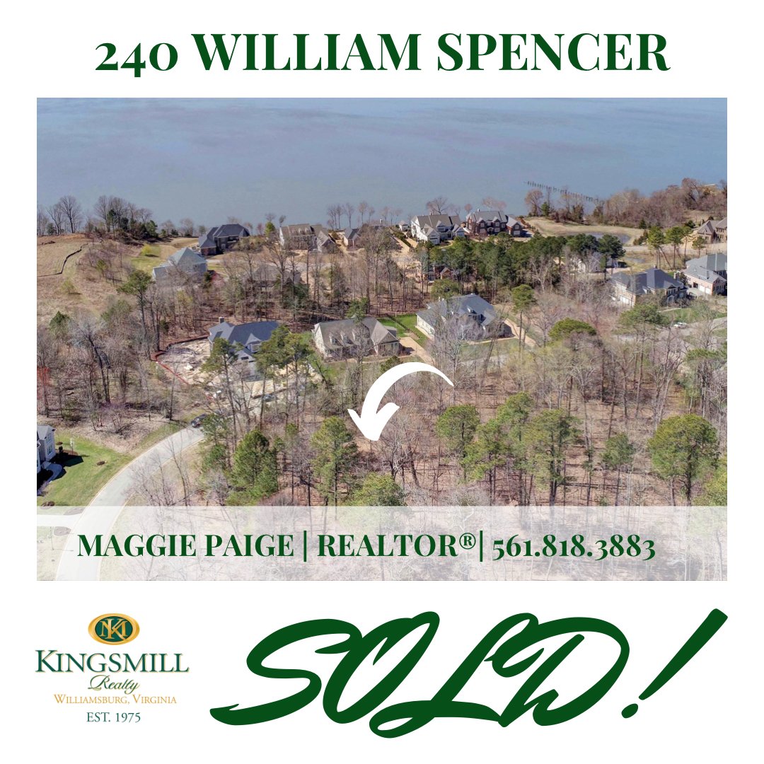 240 William Spencer, SOLD!✨Congratulations to the new owners of this incredible lot, located in the desirable Spencer’s Grant neighborhood in Kingsmill! 🗝 Call Kingsmill Realty today to start building your dream home!

📲757.561.2722  real.estate@kingsmillrealty.com