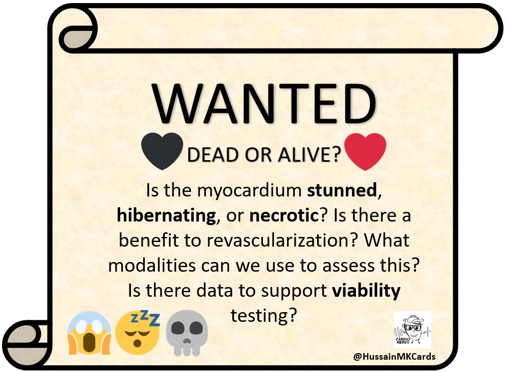 A patient w/ICM (LVEF 15%) p/w angina & DOE. SPECT shows a fixed defect & LHC shows LCx CTO. ...To revasc or not to revasc...1st we need to know if the myocardium is dead or alive?! Check out this  #Tweetorial on  viability to see how!