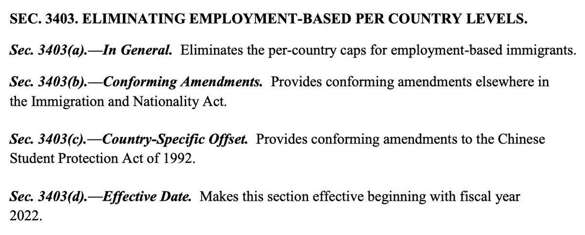 Biden bill will end EB country caps and increase family based country caps to 20%. There's a typo that says that EB would go to 20%, but they are clearly repealed later.