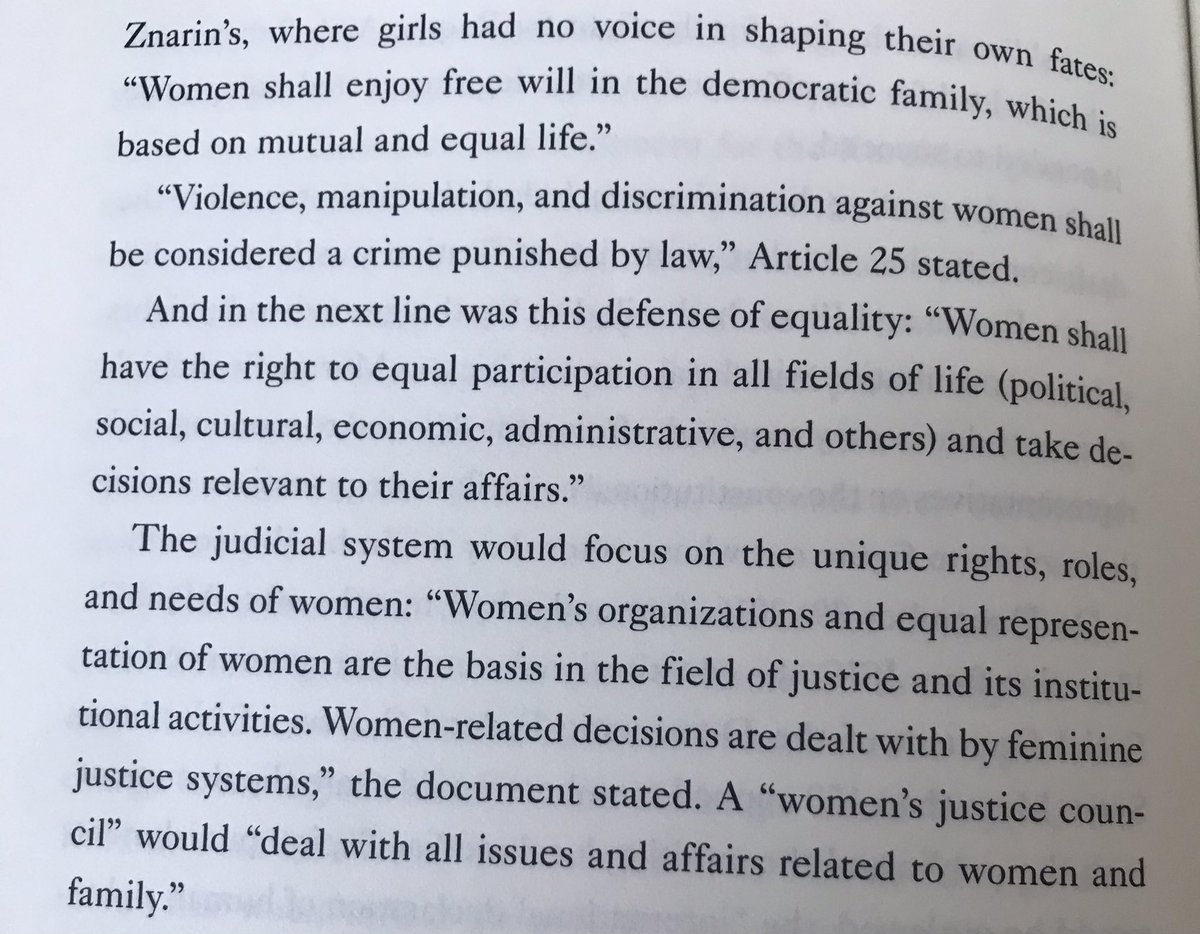 One thing this book does well is concisely lay out theoretical and political principles the women’s movement in NES is based on—see the explanation of the Social Contract here. A great starting point for a reader who wants to learn more.