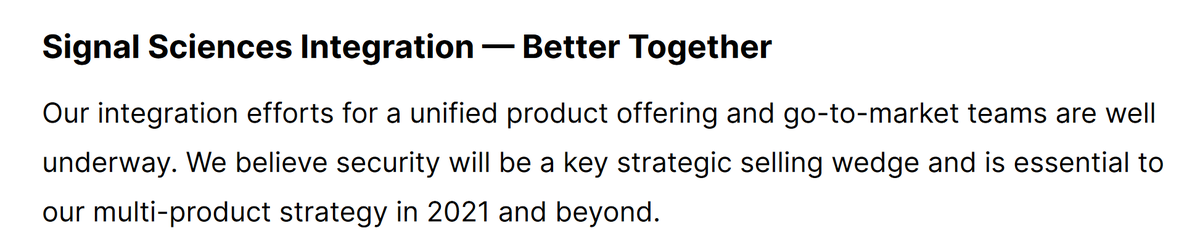  $FSLY "We believe security will be a key strategic selling wedge and is essential to our multi-product strategy in 2021 and beyond"