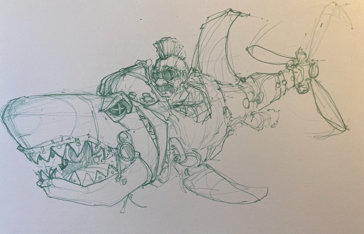 Doodlebags's tweet photo. Here’s a #steampunk #pirate #shark #airship #sketch study
.
.
.
.
.
#art #illustration #doodlebags #doodle #draw #drawing #nashville #nashvilleartist #nashvilleart #steampunkairship #steam #steampunkshark #mohawk #steampunkpirate #messysketch https://t.co/yaz3uOg4kB