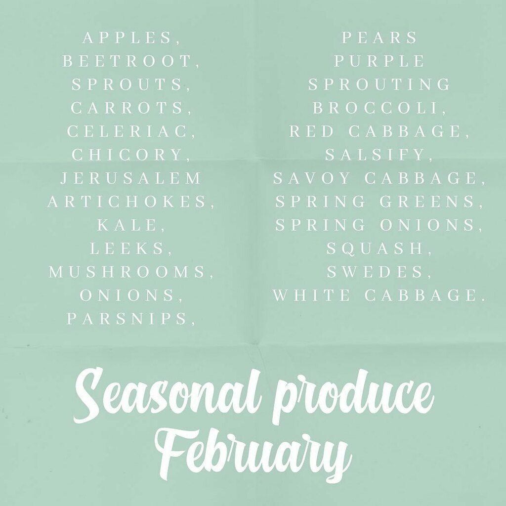 SEASONAL PRODUCE IN FEB 💚🌎💚 Choosing produce thats in season is a great way to ensure the food 🍐 you’re eating has the least impact on the environment with less food miles ✈️ and less time in energy intensive storage 🧊 Here’s a handy list of the produce that’s currently …