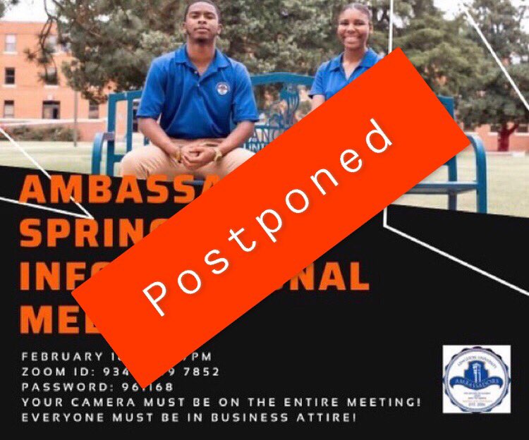 Due to inclement weather conditions and university closure, we are postponing our informational for a later date. Please be on the lookout for more information!