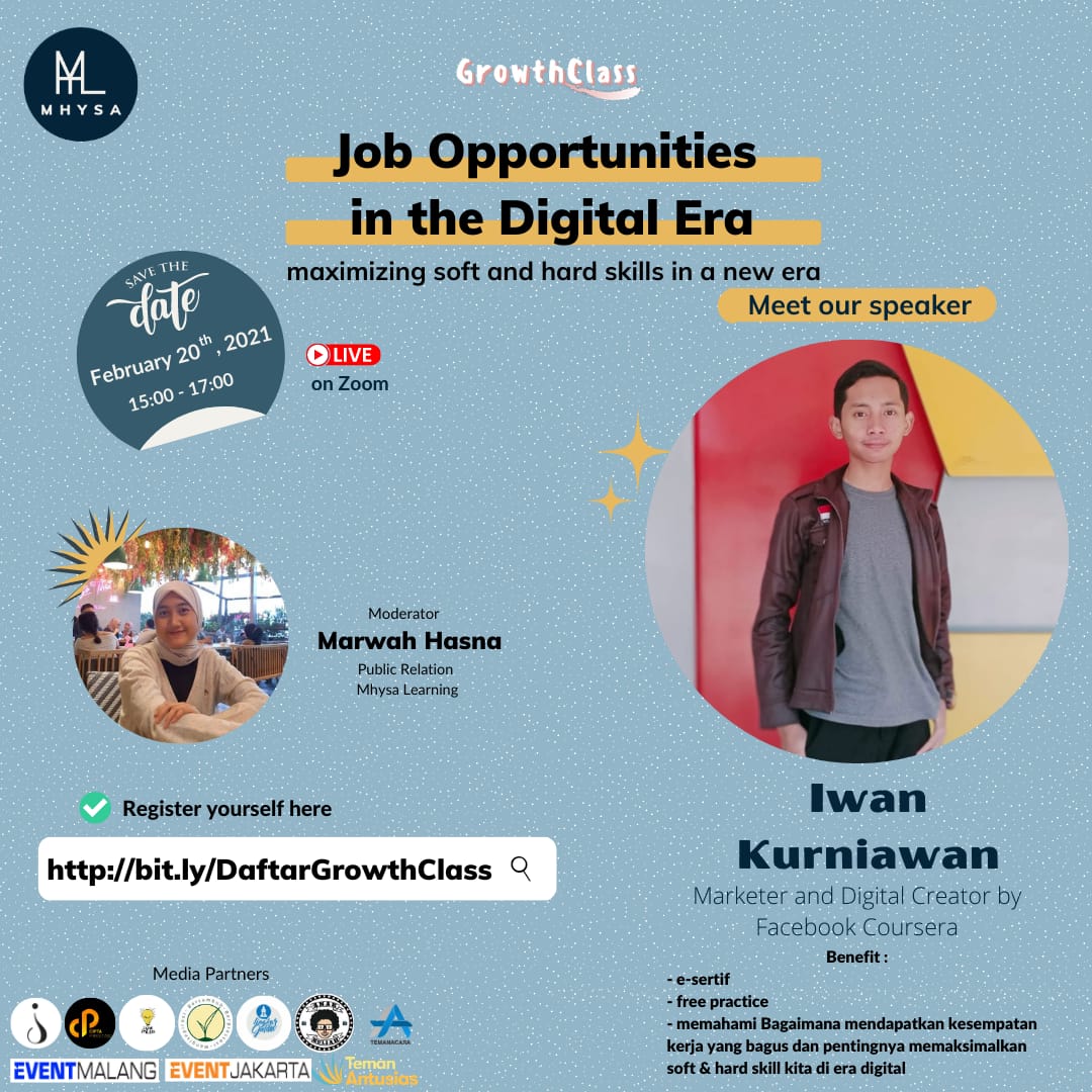 eventmalang's tweet photo. Ayo ikut #GrowthClass bersama Iwan Kurniawan, Social Media Marketing at Facebook, pada:
Sabtu, 20 Februari 2021
15:00 - 17:00 WIB
Daftarkan dirimu : https://t.co/uBpA3bpZoq
+62 821-2043-6223 (Haryadi) https://t.co/Y81Zd2hS44