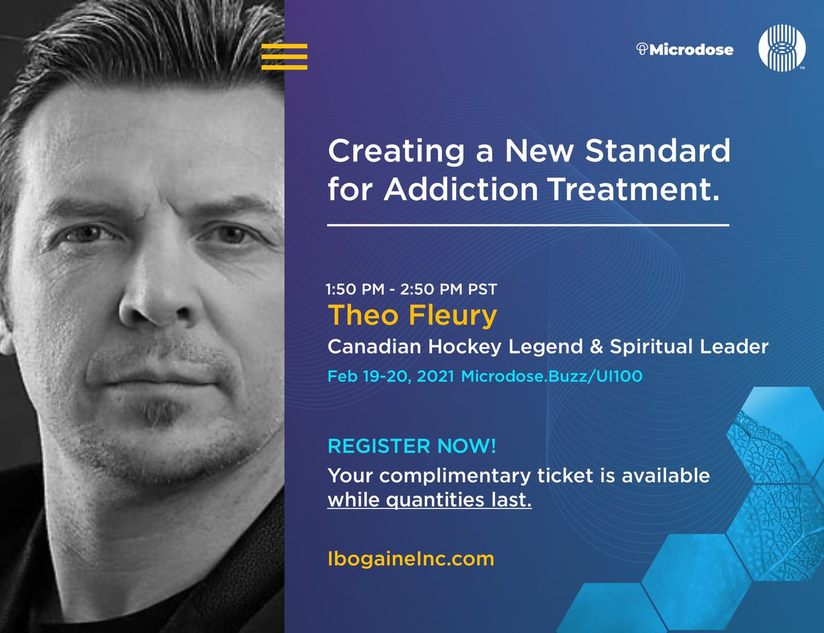 IbogaineInc's tweet photo. Join us in a deep dive into all things #Ibogaine, a key tool in combatting the opioid crisis. πΏ @TheoFleury14
#NewFreedom #UIMasterClass
https://t.co/odcPt8klTu https://t.co/Mx6xOMTrsA