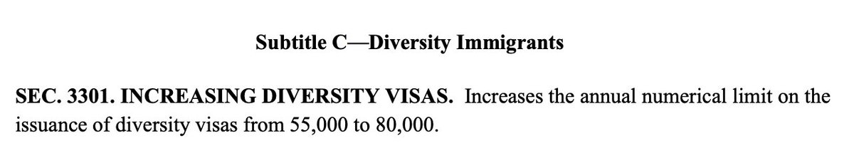 Another positive: The diversity lottery would increase by 25,000. Why not more?