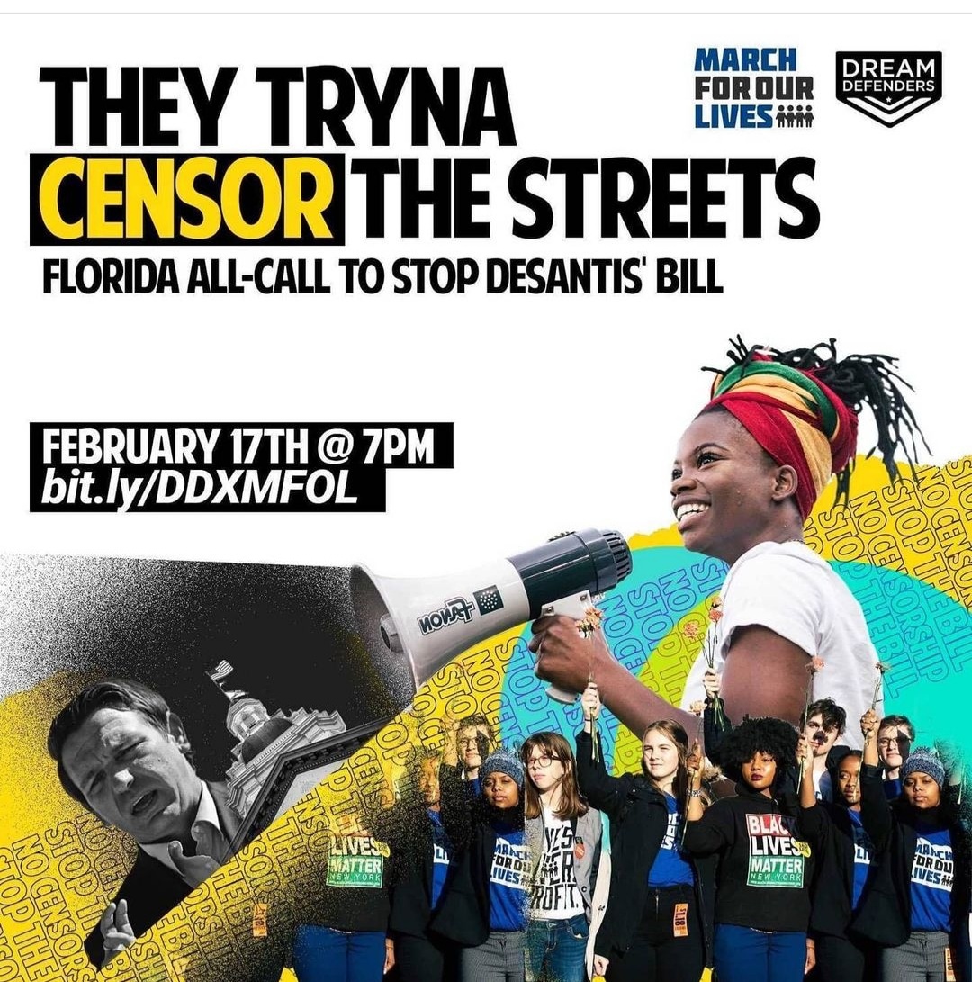 Our First Amendment rights are under attack. Protect your voice by joining our All-Call with <a href="/Dreamdefenders/">Dream Defenders</a> TONIGHT at 7 p.m. EST and learn more about HB1. Sign up here: bit.ly/DDXMFOL