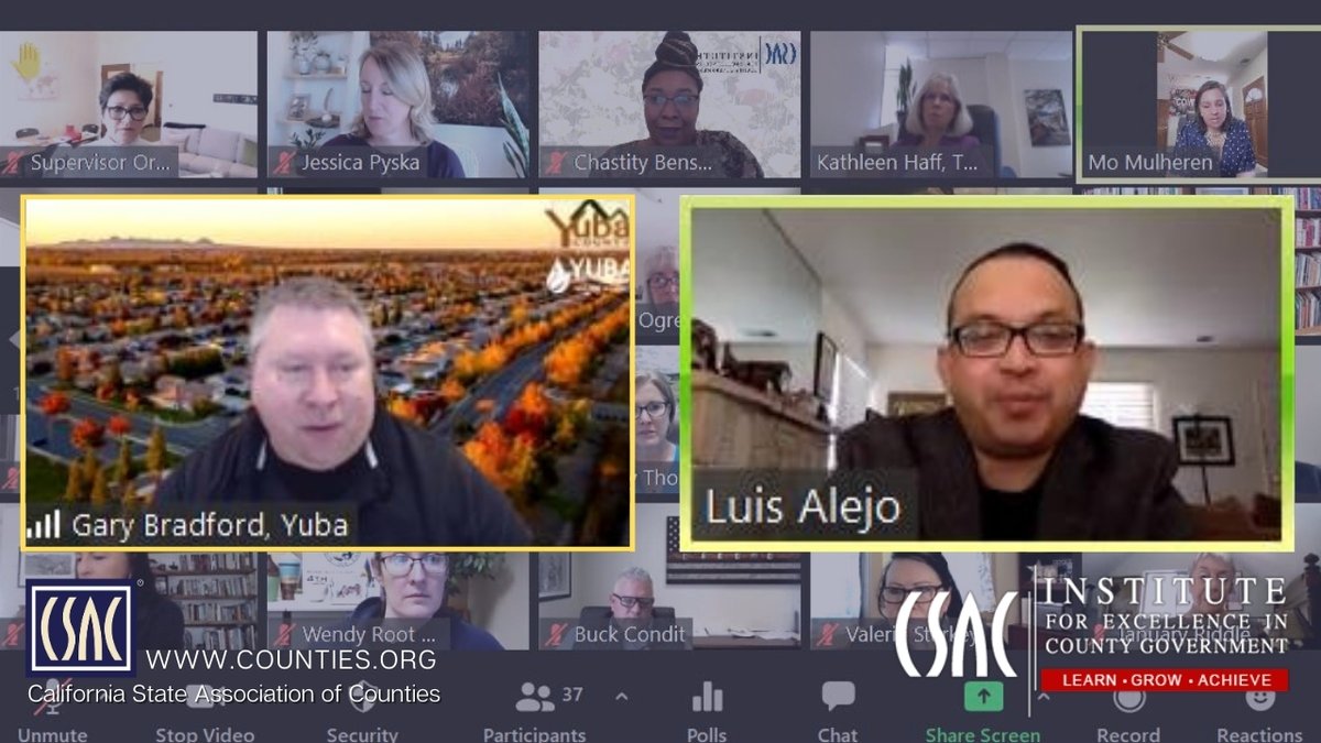 CSAC_Counties's tweet photo. Thank you to @YubaSupBradford &amp; @SupervisorAlejo for discussing the value of #SocialMedia during a #CSACInstitute #webinar today for new #county supervisors. We appreciate you taking the time to share your experiences with colleagues from around CA. @YubaCounty @CSACInstitute https://t.co/DwwkMsjcnI