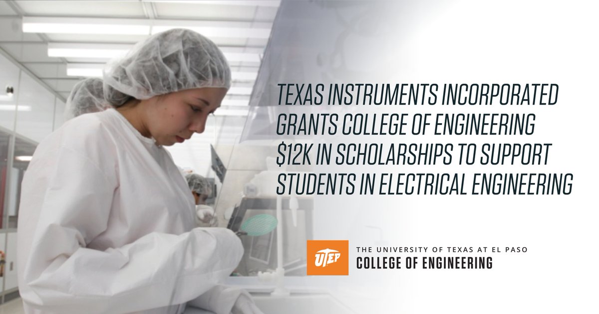 EngineeringUTEP's tweet image. The College of Engineering at the University of Texas at El Paso was awarded $12,000 by @TXInstruments  Incorporated (TI) to help students achieve academic and research success.

Learn more: lnkd.in/gN_Mvra

#UTEP #UTEPEngineering #Engineering #texasinstruments