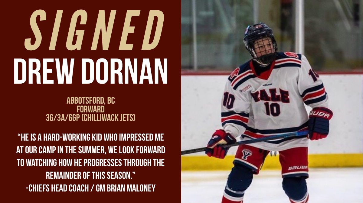 Chiefs_Hockey's tweet photo. NEWS: Chiefs Commit to Drew Dornan⁣
⁣
“This is a good opportunity for Drew to come in and show what he is capable of at the BCHL level.” ⁣
⁣
🔗 https://t.co/ci3F5sBnhk #ChwkChiefs https://t.co/qNqShOu6RP