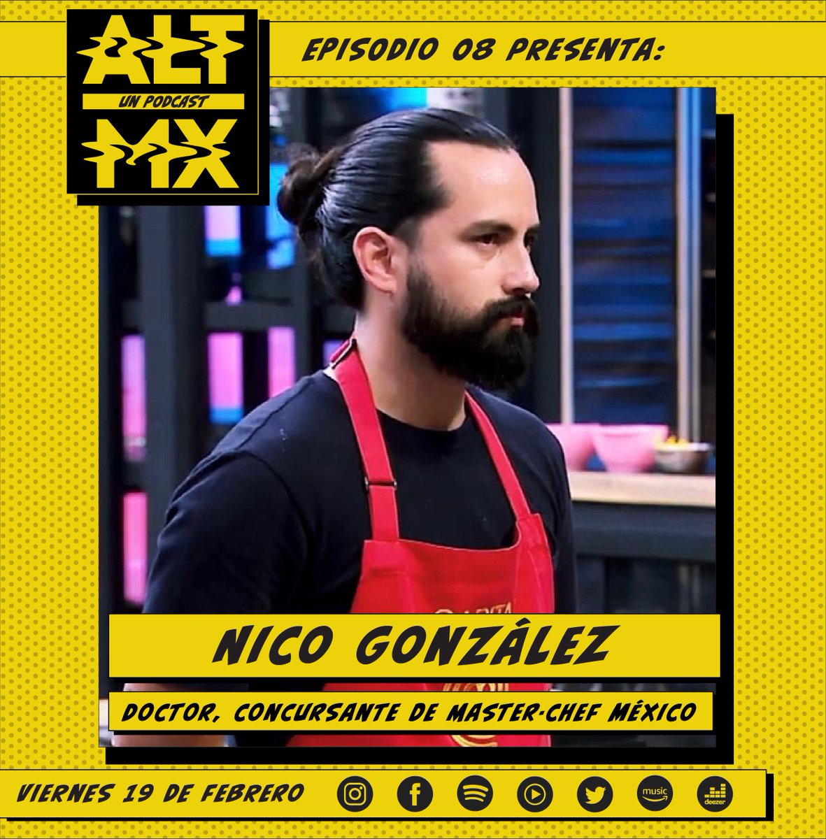 alt_mx's tweet photo. Próximo Viernes 19 de Febrero EP:8 de #altmxpodcast con nuestro querido amigo Nicolás González donde hablaremos de comida!!! #altmx https://t.co/b1k17m7FSX