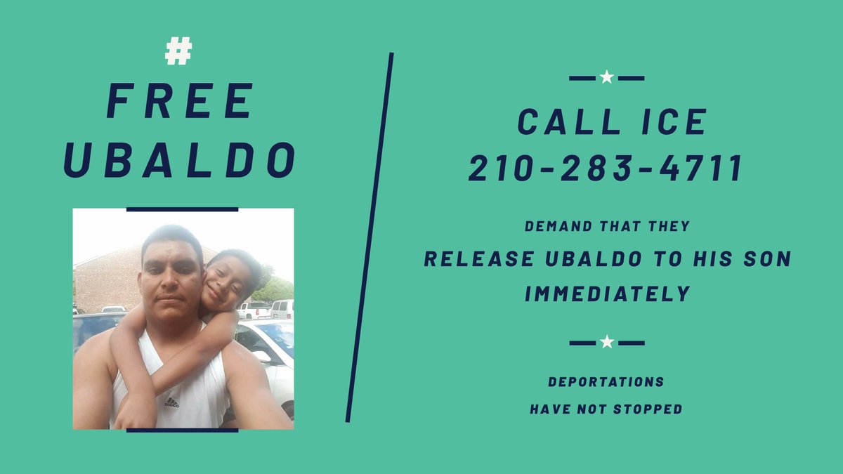 Take action to  #FreeUbaldo by contacting ICE Field Office Director, José Correa and urging him to release Ubaldo immediately. Call 210-283-4711 Presswhen the machine gives you an option to hangup or call another person Spell the name Correa on the key pad (267732)