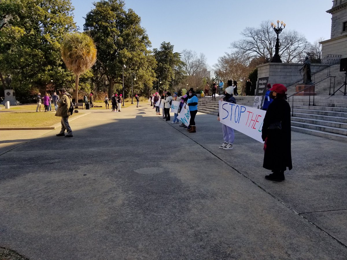 This morning we had another  #StopTheBanSC protesting S.1 at the SC Statehouse in Columbia SC. Big turnout & the  @SCDemocrats in the House walked out on a so-called debate w/ @SCGOP & came outside & spoke to us. We were thrilled & so proud of them all! (1)