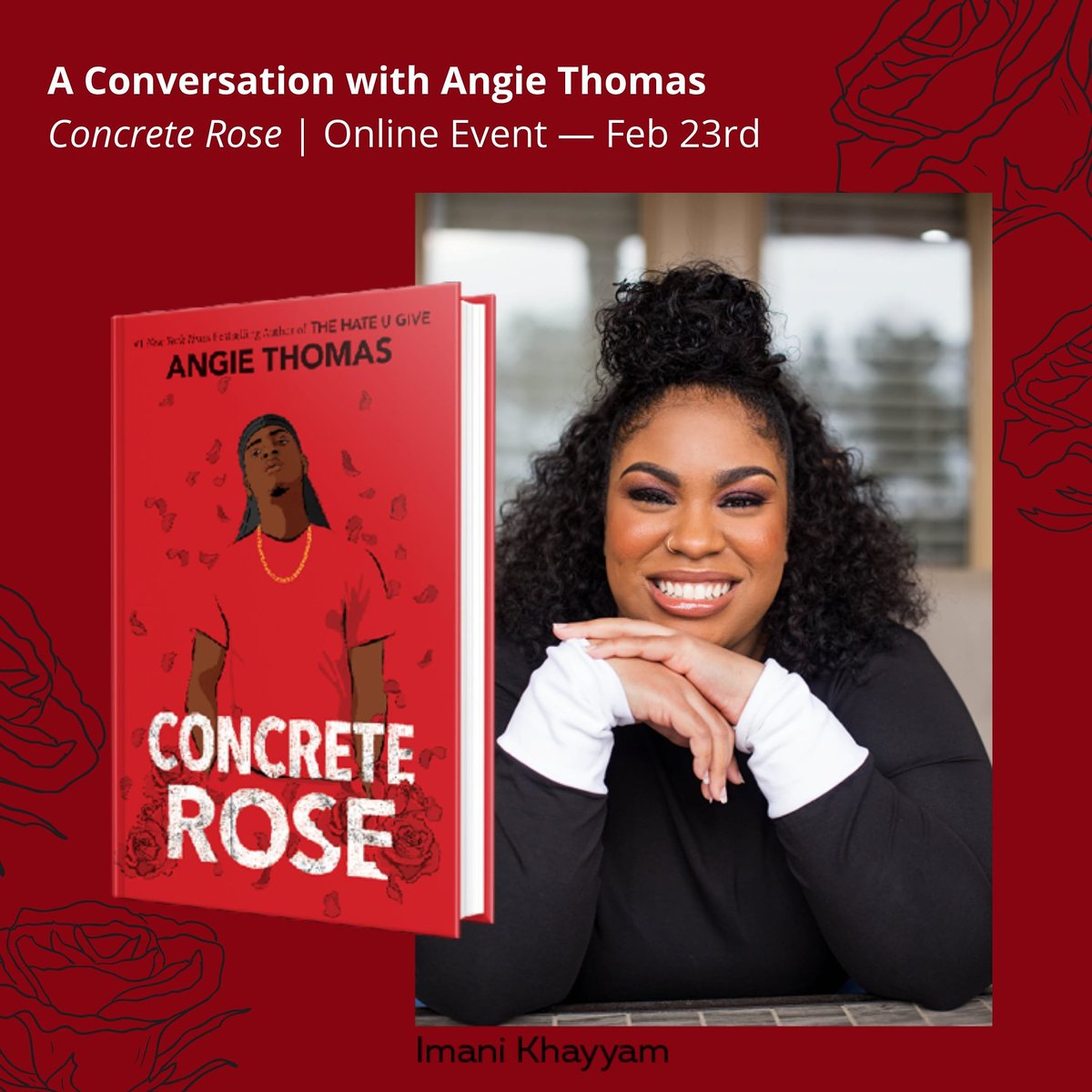 Grab a spot for next week's free online event with Angie Thomas, the acclaimed author of CONCRETE ROSE, a searing and poignant exploration of Black boyhood and manhood (and prequel to THE HATE U GIVE). 
Register at https://t.co/lvxjwy0xvD

#IndieBookstore #MonticelloBookstore https://t.co/RMGDECC4A7