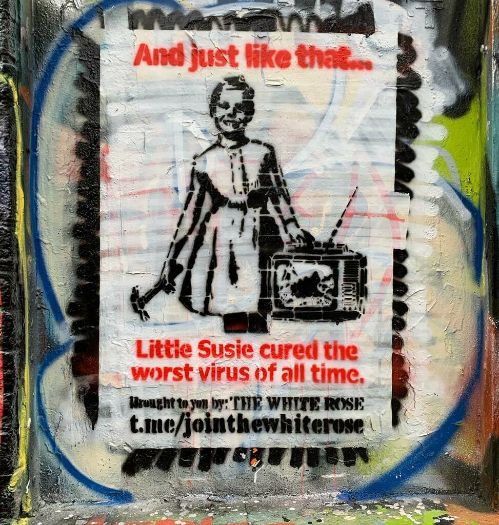 I think we all think about doing this sometimes. Art by #thewhiterose #pasteup #pasteupart #posterart #characterart #ldnstreetart #londongraffiti #londonstreetart #dailystreetart #wheatpaste #shoreditchstreetart #illustration #ukstreetart #publicart #str… instagr.am/p/CLaKywhFNbH/