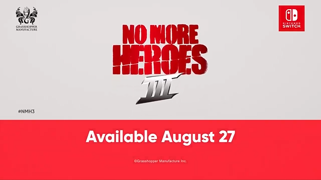 No More Heroes 3 launches August 27.  #NintendoDirect