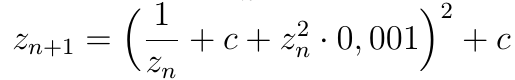 robert_trirop's tweet photo. @graveolens This is the formula for the circle (the fractals from my initial post are just zoomed into the center of the circle) - there are some hidden sweet spots for c. Using fractional powers in the formula is also quite fun :). https://t.co/8toSe3qTMF