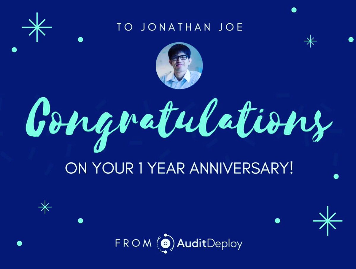 AuditDeploy's tweet photo. Thank you Jonathan for making an impact in our lives and for being an essential critical part of AuditDeploy's success. Happy 1 year work anniversary!
https://t.co/jrkT3AL4Y4
#workanniversary #EngineeringTalent #auditdeploy #missiondriven https://t.co/rxPzw97acv