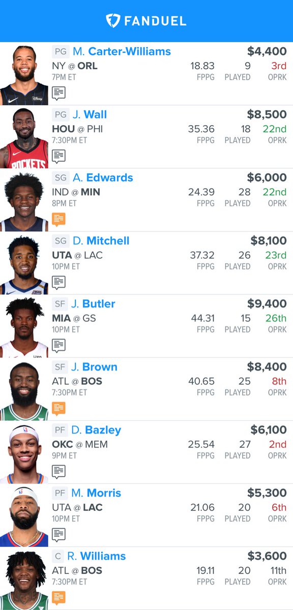 What do you think could be possible trouble with this lineup.  (GPP) ⁦@FP_NBA⁩  fanduel.com/?invitedby=mar…