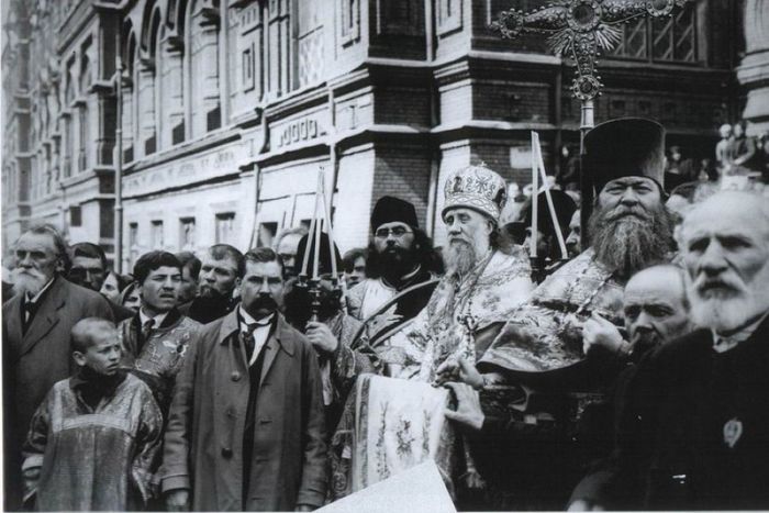 The use of sortition in the election of an orthodox patriarch is associated with 1917, when, in the tumultuous weeks after the Bolshevik seizure of the capital, the Council of bishops decided against a majority vote, and elected patriarch Tikhon by lot, from three candidates.