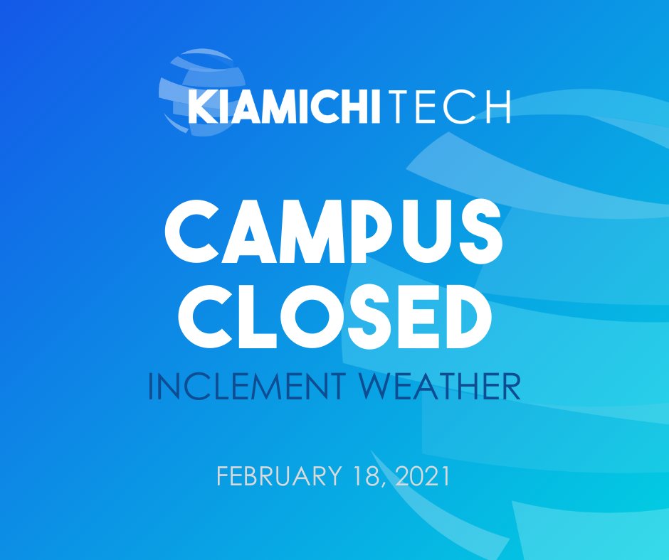 The Poteau and Spiro campuses will be closed Thursday, February 18, 2021. Students will not take part in virtual learning and are not expected to complete work remotely. Employees should not report to campus. Short-term courses and evening classes will not be held. Be safe!