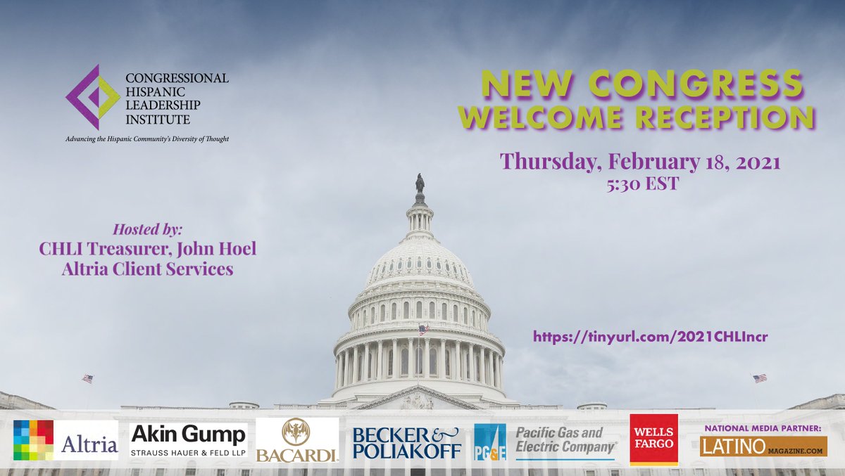 The 117th Congress is the most diverse! Join in tomorrow's @TheCHLI Reception to learn about the members. RSVP: lnkd.in/gvfVb9F