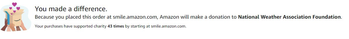 Not sure if anyone knew this, but you can donate to the <a href="/NWAS/">National Weather Association</a> Foundation (<a href="/nwafoundation1/">National Weather Association Foundation</a>) on smile.amazon.com! 👍#TheMoreYouKnow