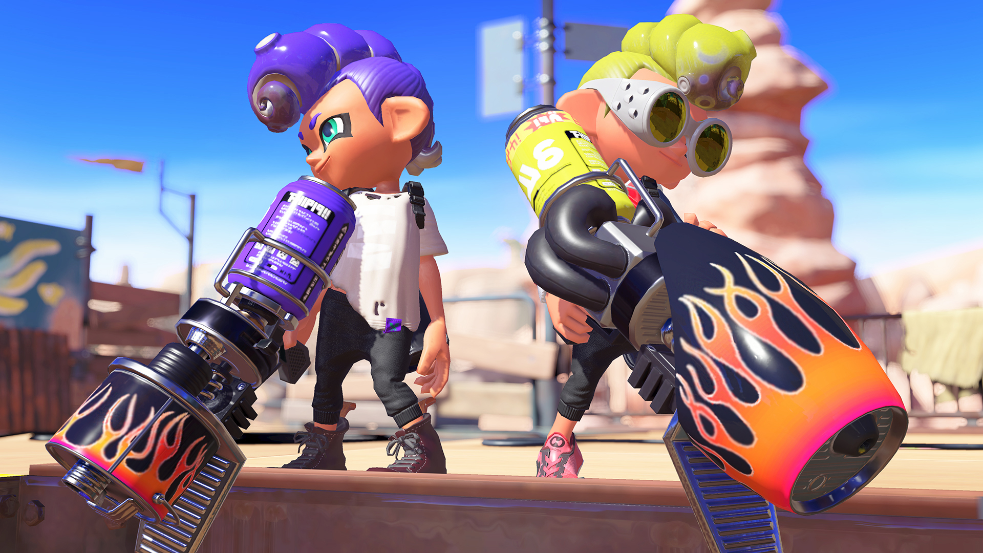 Splatoon スプラトゥーン これまでにハイカラ地方で使われていたメインウェポンは バンカラ地方でも使用されているらしい 基本性能は変わりないが 一部のブキは外観がリニューアルされている 撮影された 96ガロンやロングブラスターは個性がより