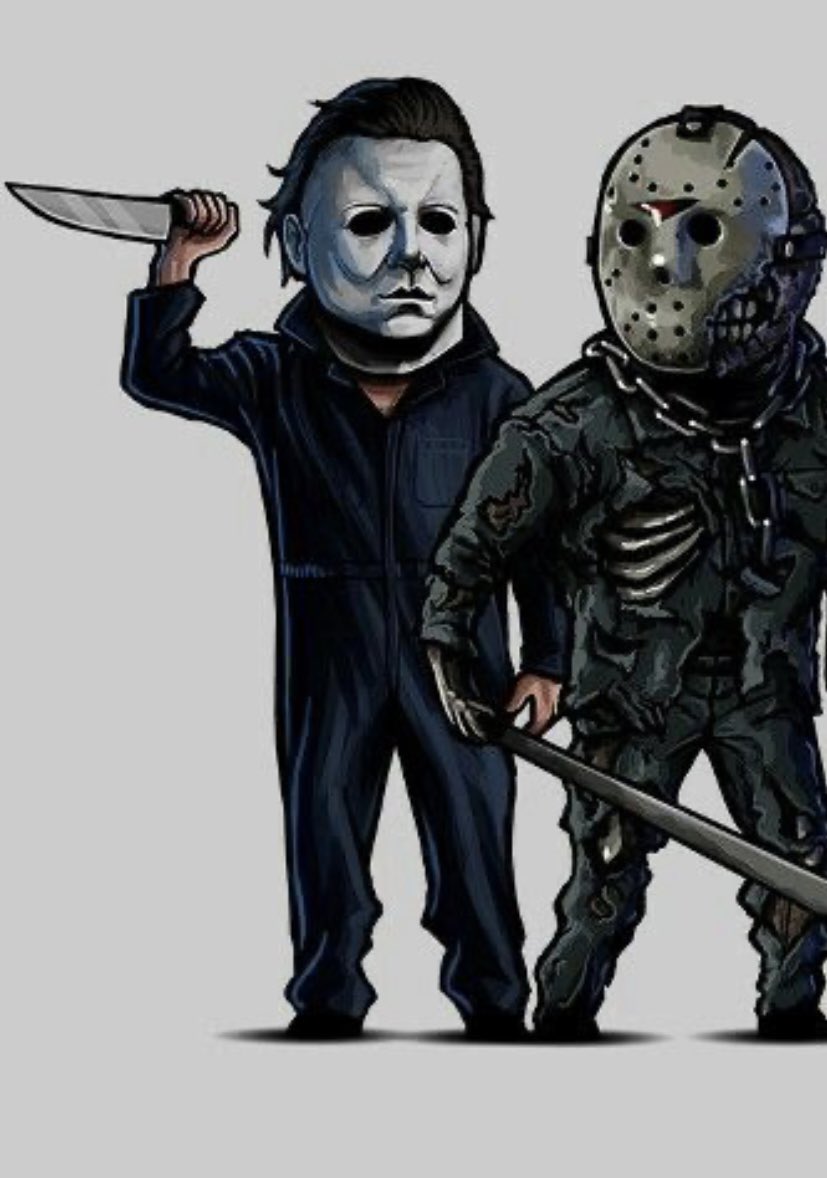 What if Michael Myers and Jason Voorhees worked together as friends to kill  teens and then worked together to hunt down Laurie Strode and Tommy Jarvis.  🔪, image size:827x1178