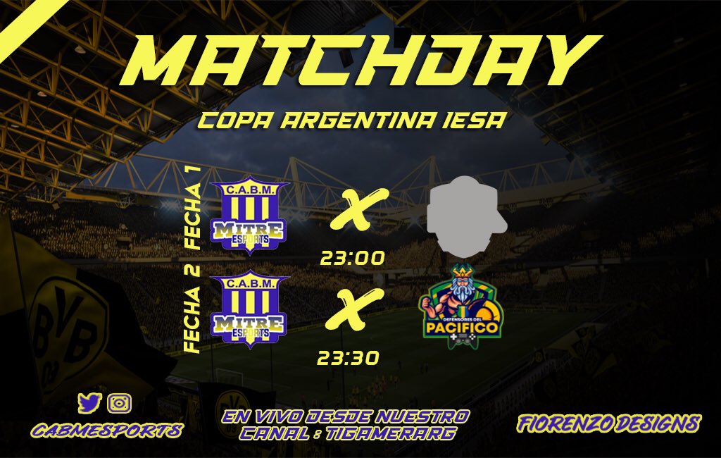 Mitre eSports (@cabmesports) on Twitter photo Luego de mucha inactividad, volvemos al ruedo retomando las fechas suspendidas de la semana pasada!
🗓FECHA 1
⏰23:00 HS🇦🇷
🆚 @Donantonini_FC
🗓FECHA 2
⏰23:30 HS🇦🇷
🆚 <a href="/PacificoeSports/">Club Social y Deportivo Pacifico eSports</a>
📺En vivo desde nuestro canal:
twitch.tv/tigamerarg
#Matchday #IESA #VamosMitre Luego de mucha inactividad, volvemos al ruedo retomando las fechas suspendidas de la semana pasada!
🗓FECHA 1
⏰23:00 HS🇦🇷
🆚 @Donantonini_FC
🗓FECHA 2
⏰23:30 HS🇦🇷
🆚 <a href="/PacificoeSports/">Club Social y Deportivo Pacifico eSports</a>
📺En vivo desde nuestro canal:
twitch.tv/tigamerarg
#Matchday #IESA #VamosMitre