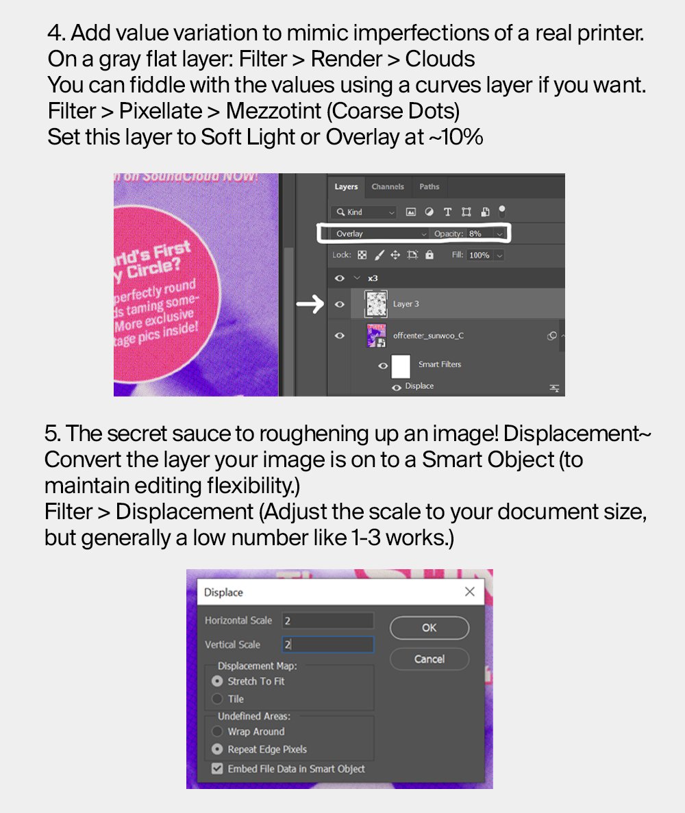 gelgraphic's tweet photo. wanted to share a quick halftone technique i use sometimes in photoshop to produce that scanned magazine look! https://t.co/38B3sOU0fl