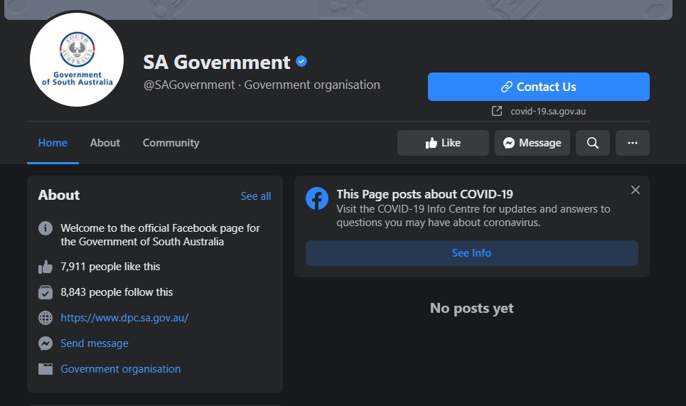 South Australia's main government page is down.