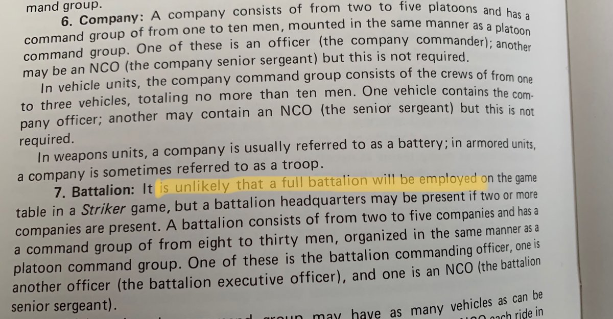 This presents its own problems. (a) we have nowhere near the money to start buying and painting tons of new miniatures, and (b) it isn’t even at our scale. Look at this direct quote from the rulebook. A rulebook we are reading to figure out how to do battalion/division combat.