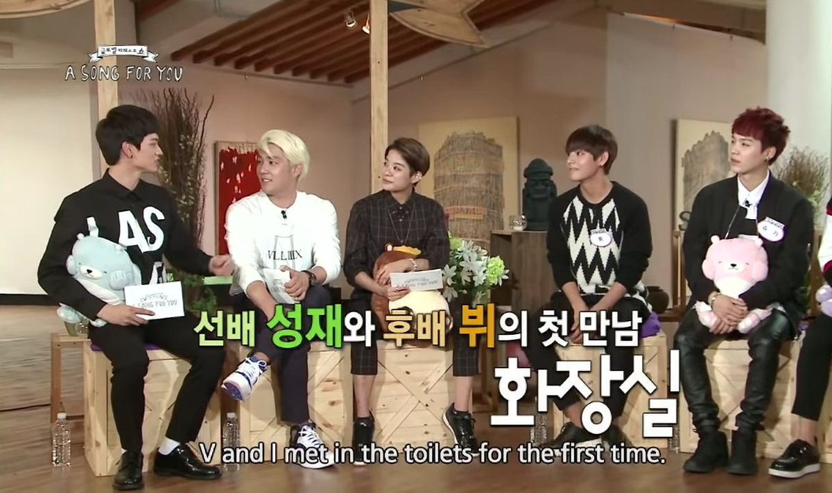 BTS: armys i cannot make this shit up taehyung and sungjae met in a washroom "he was doing his business in the toilet so i went and said hello wanna be friends? so we became friends" if that's not reason enough to vote for btob then what is !!!