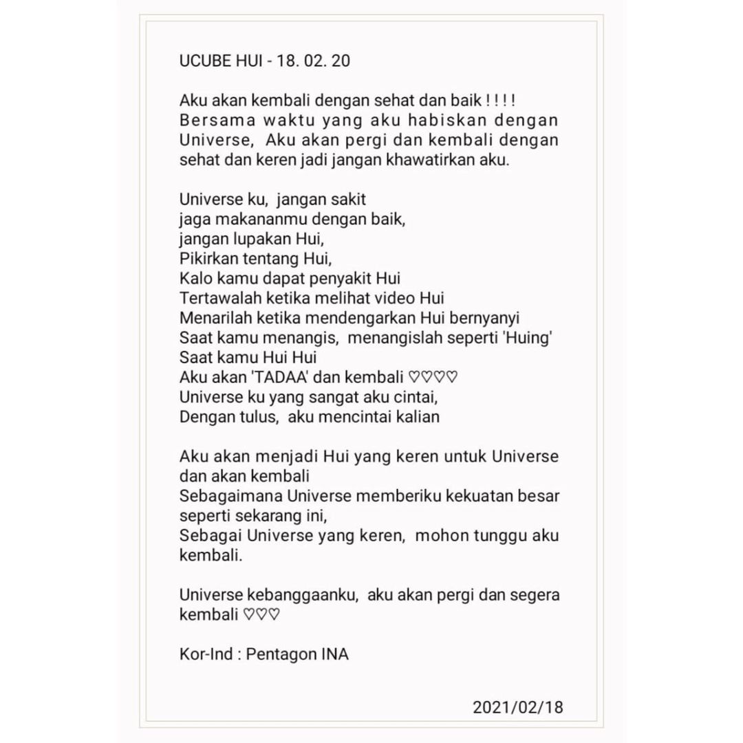 RaniarMey's tweet photo. uri kapten, jaga kesehatan dan cepat kembali ya. bakal kangen setengah mati selama menunggu pulangnya kapten  hui
#후이 #HUI #이회택 #펜타곤  #PENTAGON https://t.co/iA2bBVHHE0