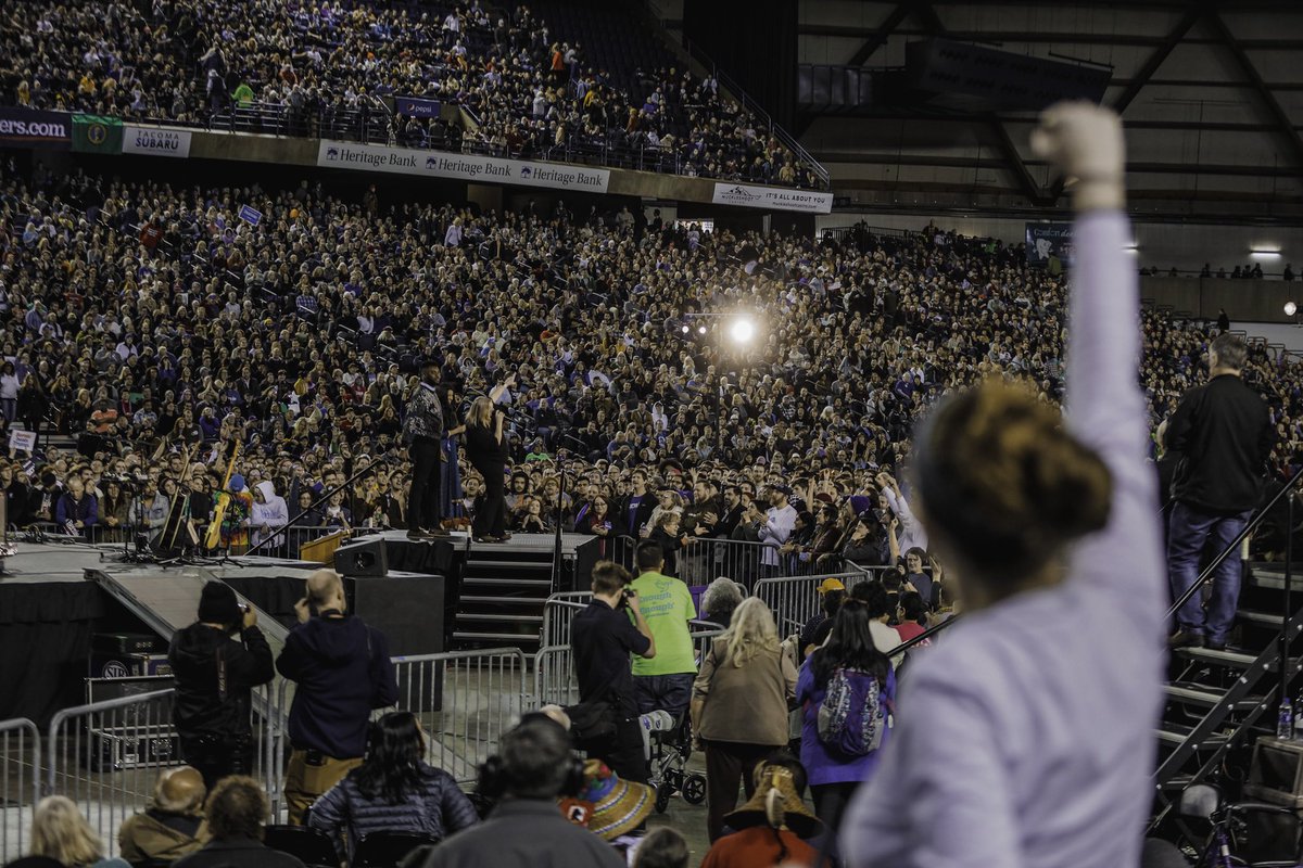 Some our friends in solidarity came out, too! Seattle City Council Members Kshama Sawant and Teresa Mosqueda, as well as former Seattle City Council candidate and Sanders campaign Washington State Field Director, Shaun Scott all came out to rev up the massive crowd.  #NotMeUs 5/13