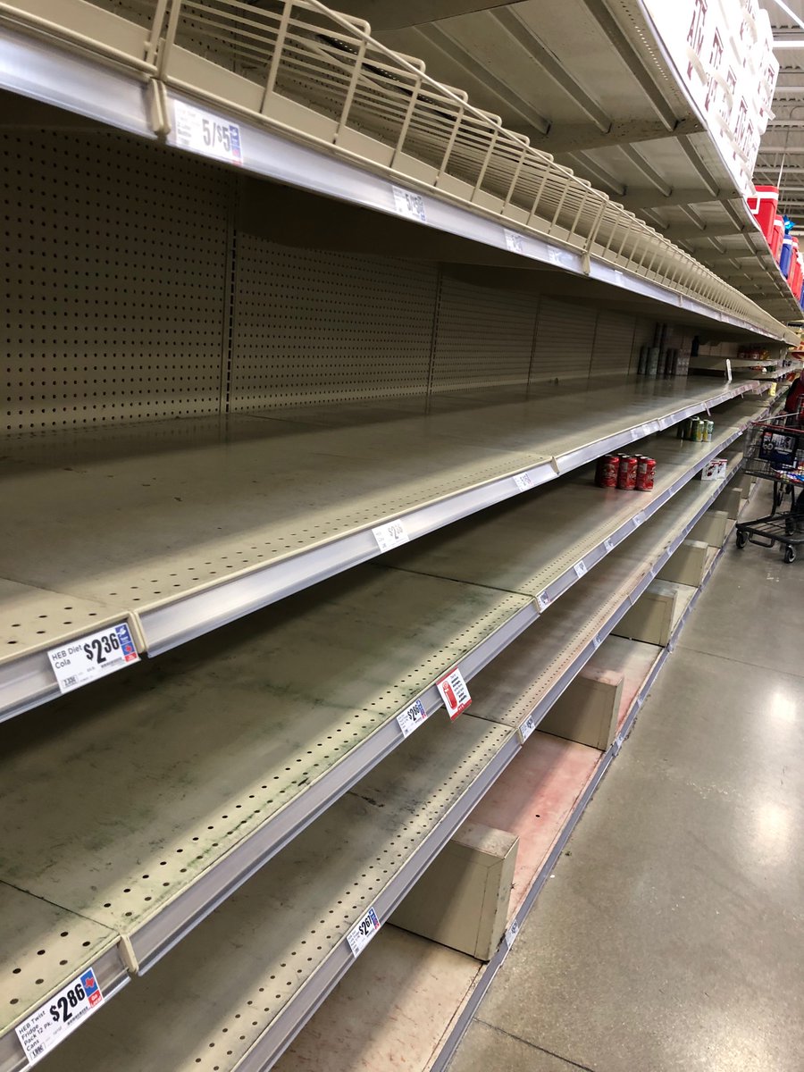 Meanwhile - potential price gouging by energy suppliers, hotels and other businesses is occurring through the state because of scarcity. No price gouging at H-E-B but here’s just one shelf from earlier today: 5/