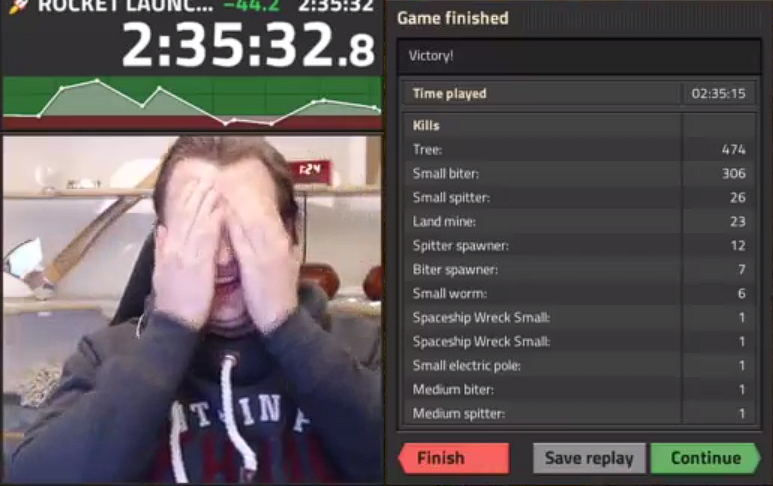 AntiElitz's tweet photo. We got it back! Just beat the #Factorio Default Settings #Speedrun World Record by 7 seconds. Back to spot #1. Now going for Sub 2:30 again. https://t.co/nIVnDy5fNu