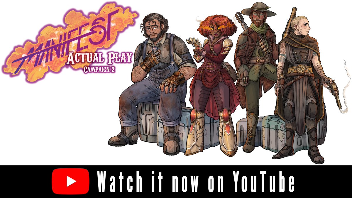 ManifestRpg's tweet image. You can watch Manifest Actual Play on YouTube! 

Catch up on Campaign 1 and keep up with Campaign 2: youtube.com/channel/UCc5tr… 

#ManifestActualPlay #TTRPG #WaypointGameDesigns #ManifesttheRPG @AddieGia @TheJollyPoncho