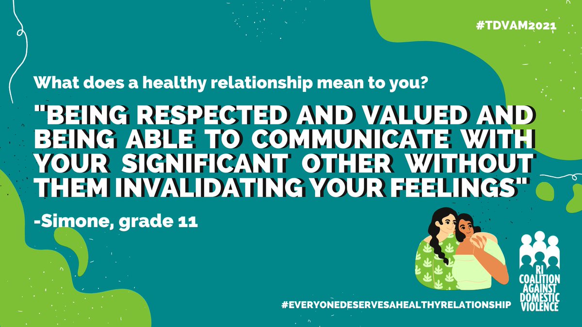 Simone, an 11th-grade student, says respectful communication can make a relationship healthy. She's one of the RI students sharing what a healthy relationships means to her for #TeenDVAM!

#EveryoneDeservesAHealthyRelationship