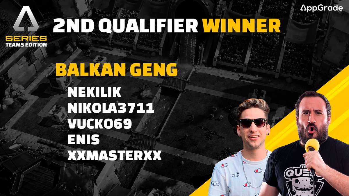 👑 Balkan Geng es el segundo equipo clasificado a la Gran Final de la AppGrade Series Teams Edition

❤️ 221 equipos han participado durante más de 7 horas del mejor Clash Royale por equipos

📅 Aún quedan 2 oportunidades para clasificar. Mañana empezaremos a las 20:00 CET