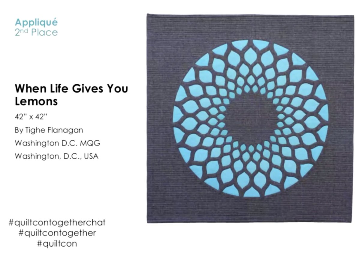 2nd place - When Life Gives you Lemons by Tighe Flannagan (this is reverse applique)