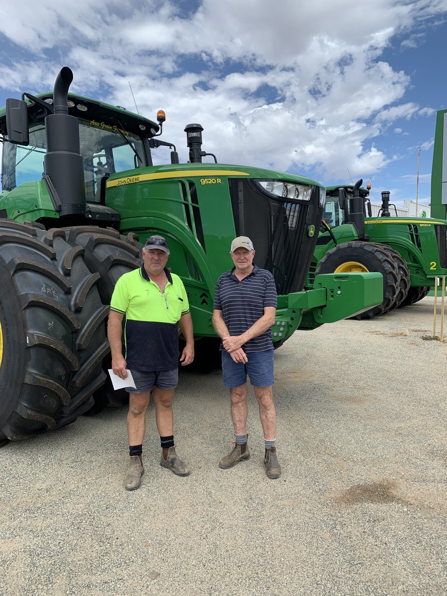 Jorg Brinkmann and Chris Henderson of Aus Grain Farming at handover of their two new <a href="/JohnDeereAUNZ/">John Deere (AU, NZ)</a> 9520R #tractors at #AFGRI Equipment - Lake Grace!

#farming #ag #agriculture #agmachinery #deeresighting