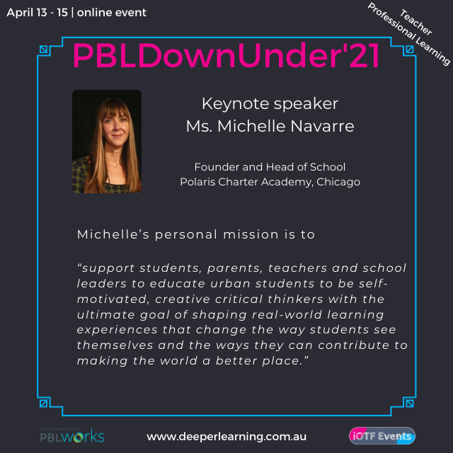 i_on_the_Future's tweet photo. #iOTFEvents are looking forward to hearing from our three highly esteemed keynote speakers at #PBLDownUnder'21
Ms. Michelle Navarre, Dr. Robert Loe, and Mr. Jeff Robin.
Join us!
April 13-15 | online with @PBLWorks
Registration will close on 12 March https://t.co/pjDW8xZwWX