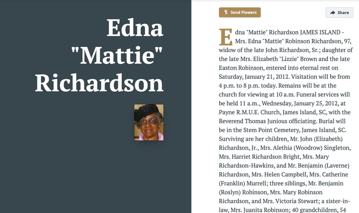 For anyone who believes slavery was a long time ago. PLEASE remember this:Edna Mattie Richardson, the grandaughter of Leia Brown, was ALIVE AND WELL until 2012