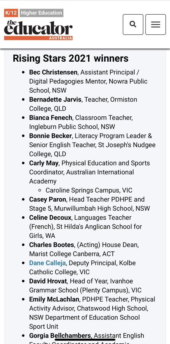 Congratulations to one of our dedicated and inspiring teachers  <a href="/BiancaFenech/">Miss Fenech</a> on being a 2021 Rising Star &amp; having her name published in the Educator magazine. Well done Bianca! <a href="/IngleburnPs/">Ingleburn PS</a>