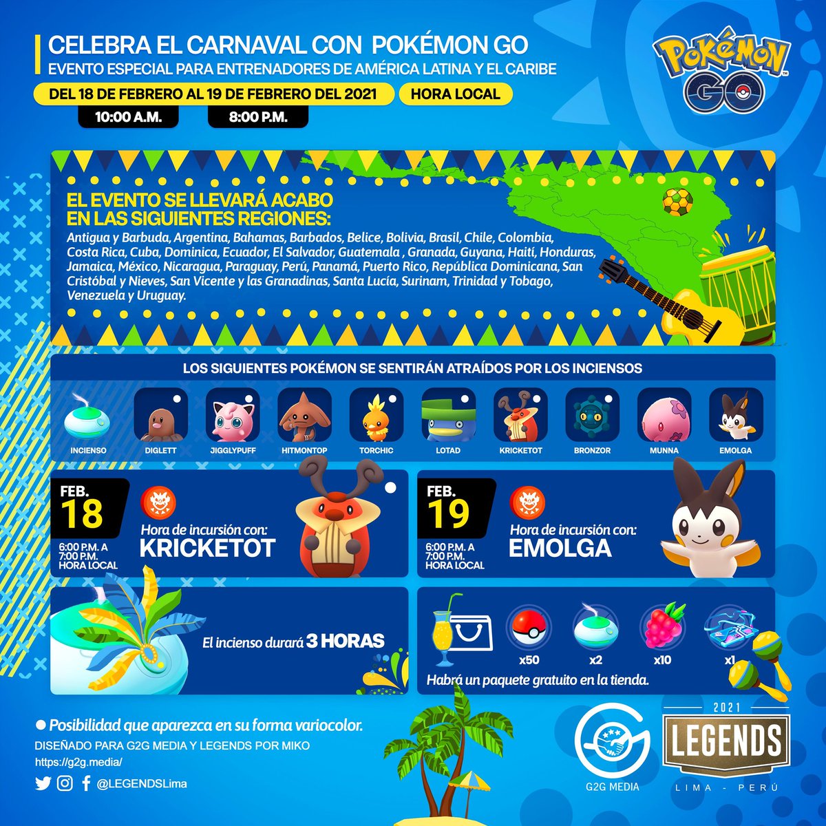 Engel Go On Twitter Celebrate Carnival With Pokemon Go Celebra El Carnaval Con Pokemon Go Cuales Son Las Mejores Coordenadas Para El Evento Best Coords For This Event
