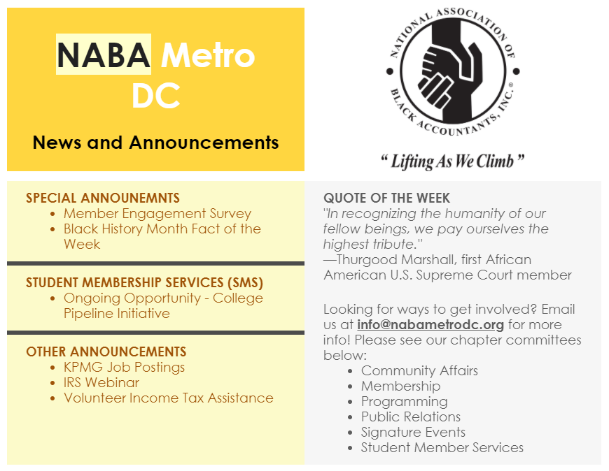 NABAMetroDC's tweet photo. Check out this week's NABA Metro DC Newsletter! https://t.co/I2Fclkz8Jr