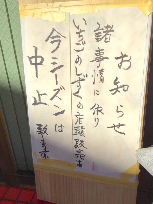今シーズンの苺のきらめきは店頭販売無しで、ひと月前に予約してた人しか買えないらしい 